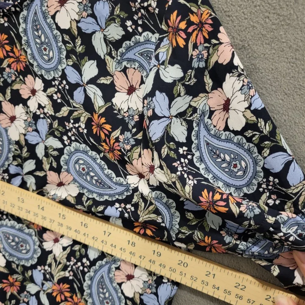 Loft Short Ruffle Sleeve Tunic Shirt Women's Size Medium Floral‎ Paisley Boho